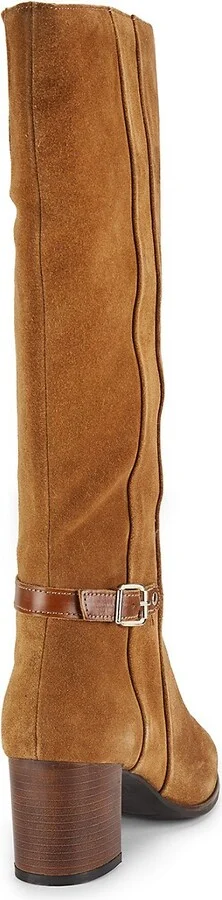 Karla 58MM Stacked Heel Suede Knee Boots - Image 3