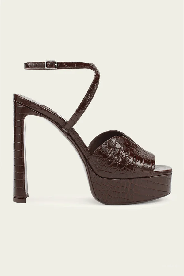 Karli/PF 125 Croco Platform Sandal in Chocolate