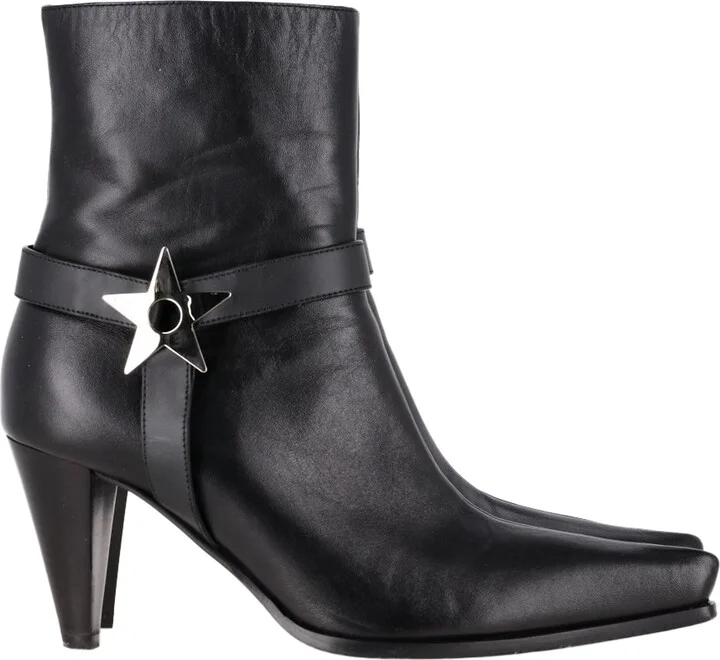 Karmen Appliquéd Ankle Boots in Black Leather
