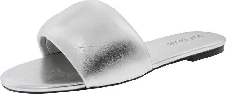 Karter Womens Padded Insole Faux Leather Slide Sandals