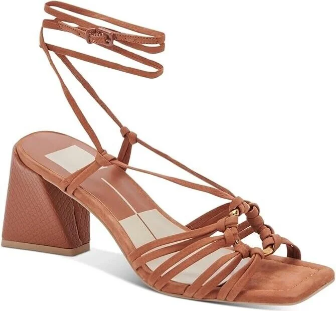 Kash Sandals Women's US 8.5 Cedar Leather Ankle Ties Strappy KHD309
