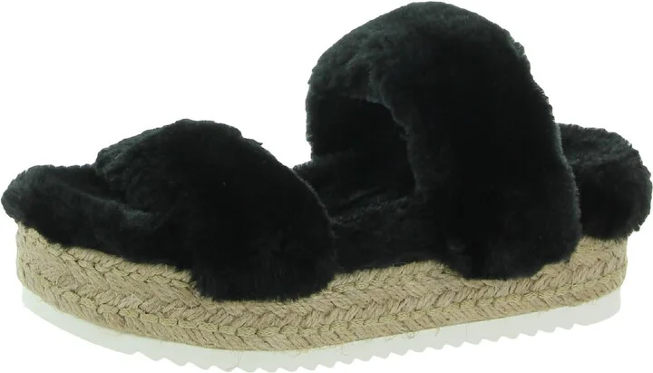 Katana Womens Faux Fur Open Toe Platform Sandals