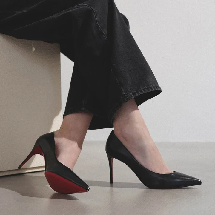 Kate 85 black leather pumps - Image 6