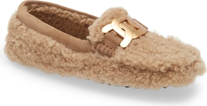 Kate Chain Detail Genuine Shearling Driving Shoe