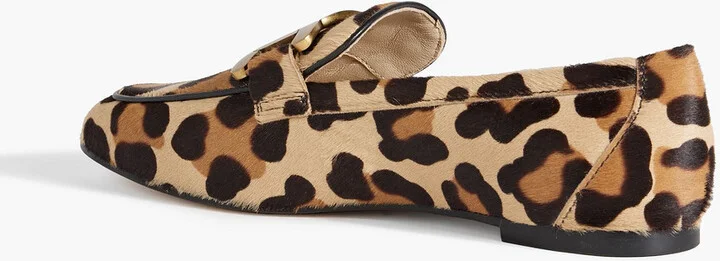 Kate chain-embellished leopard-print calf-hair loafers - Image 3