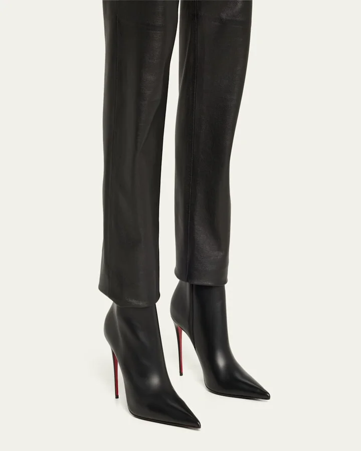 Kate Leather Red Sole Stiletto Booties - Image 5