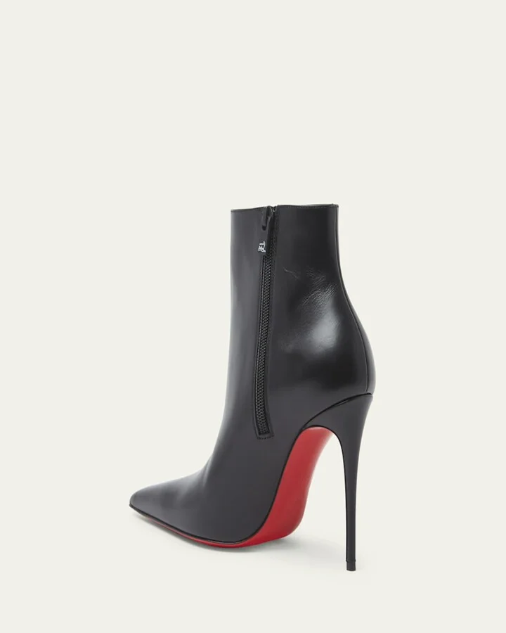 Kate Leather Red Sole Stiletto Booties - Image 7