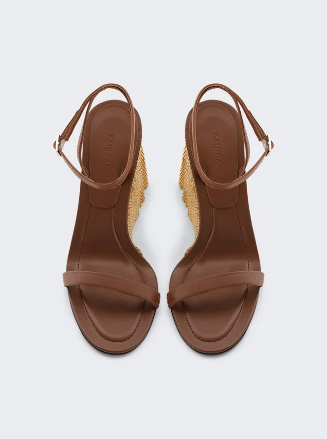 Kate Sandal Brown And Gold