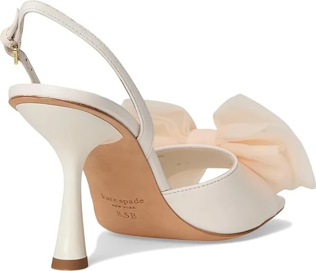 Kate Spade New York Beau Mesh Heeled Sandals Women's Dress Sandals Cream : 9 B - Medium, Leather - Image 4