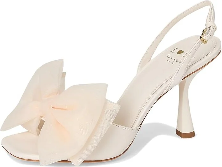 Kate Spade New York Beau Mesh Heeled Sandals Women's Dress Sandals Cream : 9 B - Medium, Leather - Image 5