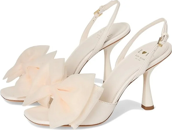 Kate Spade New York Beau Mesh Heeled Sandals Women's Dress Sandals Cream : 9 B - Medium, Leather