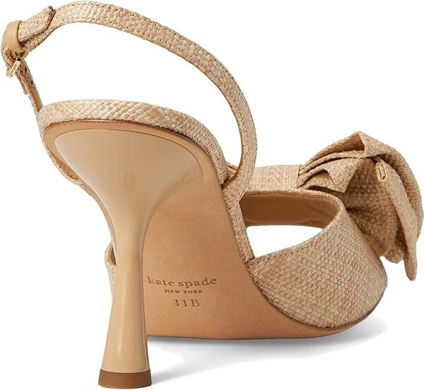 Kate Spade New York Beau Raffia Heeled Sandals Women's Dress Sandals Natural : 9.5 B - Medium - Image 4