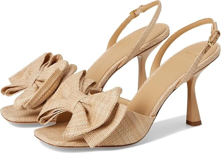 Kate Spade New York Beau Raffia Heeled Sandals Women's Dress Sandals Natural : 9.5 B - Medium