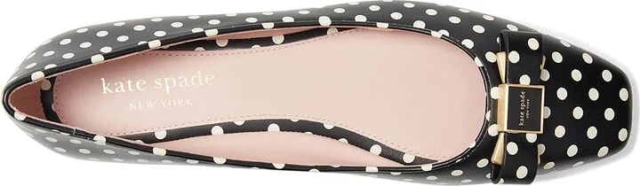 Kate Spade New York Bowdie Ballet Flat Women's Shoes Black/Cream : 5 M, Leather - Image 2