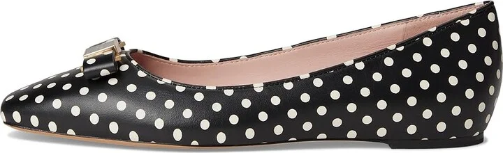 Kate Spade New York Bowdie Ballet Flat Women's Shoes Black/Cream : 5 M, Leather - Image 6