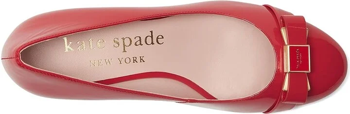 Kate Spade New York Bowdie Ballet Pumps High Women's Heels Cherry Rouge : 6.5 M, Leather - Image 2