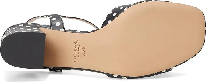 Kate Spade New York Bowdie Block Heel Sandal Women's Wedge Shoes Black/Cream : 7 M, Leather - Image 3