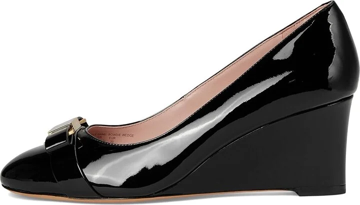 Kate Spade New York Bowdie Wedge High Women's Heels Black : 9.5 M, Leather - Image 6
