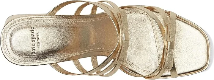 Kate Spade New York Carolina Block Heel Sandals Women's Wedge Shoes Pale Gold : 6.5 M, Leather - Image 2