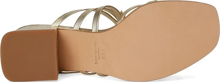 Kate Spade New York Carolina Block Heel Sandals Women's Wedge Shoes Pale Gold : 6.5 M, Leather - Image 3