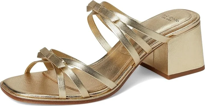 Kate Spade New York Carolina Block Heel Sandals Women's Wedge Shoes Pale Gold : 6.5 M, Leather - Image 5