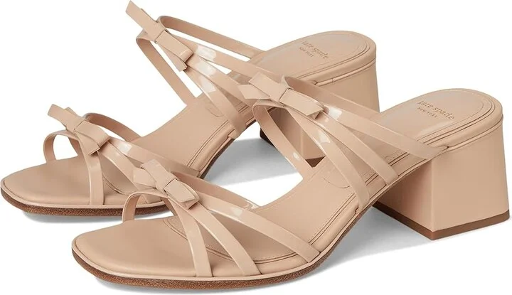 Kate Spade New York Carolina Block Heel Sandals Women's Wedge Shoes Peach Shake : 8 M, Leather