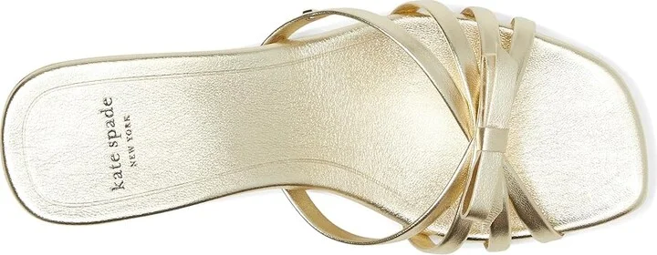 Kate Spade New York Carolina Metallic Leather Kitten Heel Sandals Women's Sandals Light Gold : 7 B - Medium - Image 2