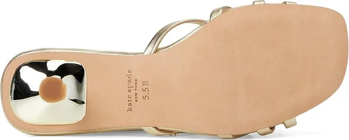 Kate Spade New York Carolina Metallic Leather Kitten Heel Sandals Women's Sandals Light Gold : 7 B - Medium - Image 3