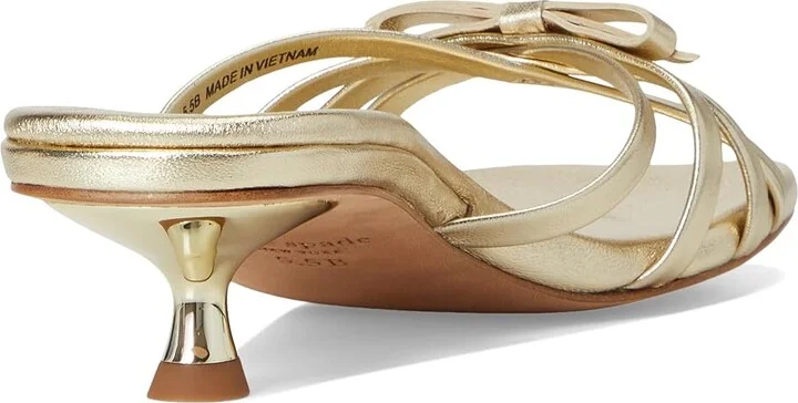 Kate Spade New York Carolina Metallic Leather Kitten Heel Sandals Women's Sandals Light Gold : 7 B - Medium - Image 4