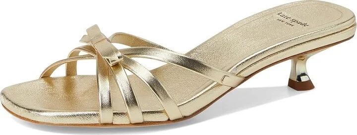 Kate Spade New York Carolina Metallic Leather Kitten Heel Sandals Women's Sandals Light Gold : 7 B - Medium - Image 5