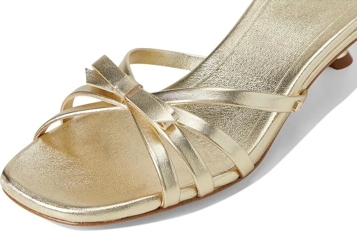 Kate Spade New York Carolina Metallic Leather Kitten Heel Sandals Women's Sandals Light Gold : 7 B - Medium - Image 7