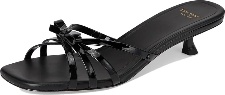 Kate Spade New York Carolina Patent Leather Kitten Heel Sandals Women's Sandals Black : 9.5 B - Medium - Image 5