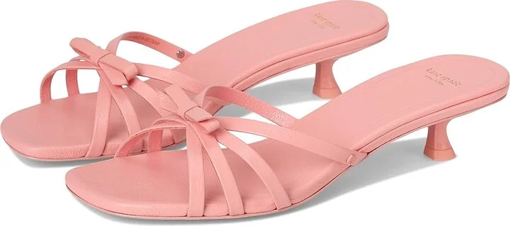 Kate Spade New York Carolina Pebbled Leather Kitten Heel Sandals Women's Wedge Shoes Setting Sun : 9 B - Medium
