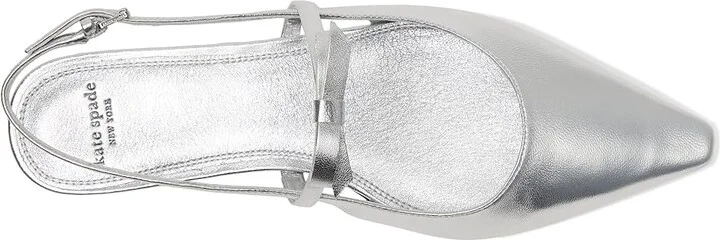 Kate Spade New York Carolina Slingback Flat Women's Shoes Silver : 8 M, Leather - Image 2