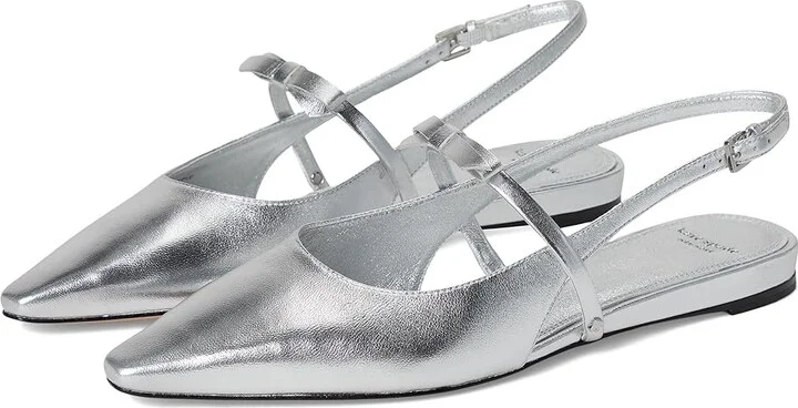 Kate Spade New York Carolina Slingback Flat Women's Shoes Silver : 8 M, Leather