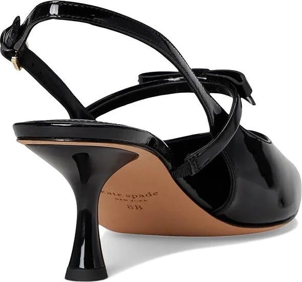 Kate Spade New York Carolina Slingback Kitten Heel Women's Shoes Black : 6.5 M, Leather - Image 4