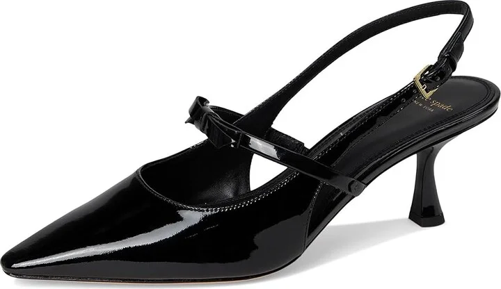 Kate Spade New York Carolina Slingback Kitten Heel Women's Shoes Black : 6.5 M, Leather - Image 5