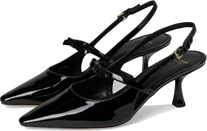 Kate Spade New York Carolina Slingback Kitten Heel Women's Shoes Black : 6.5 M, Leather