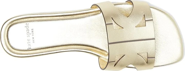 Kate Spade New York Duo Metallic Leather Slide Sandals Women's Dress Sandals Pale Gold : 8 B - Medium - Image 2
