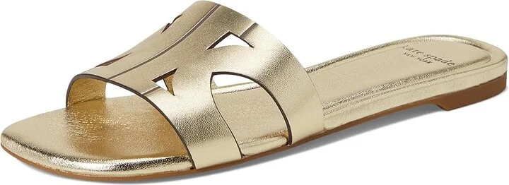 Kate Spade New York Duo Metallic Leather Slide Sandals Women's Dress Sandals Pale Gold : 8 B - Medium - Image 5