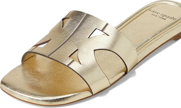 Kate Spade New York Duo Metallic Leather Slide Sandals Women's Dress Sandals Pale Gold : 8 B - Medium - Image 7