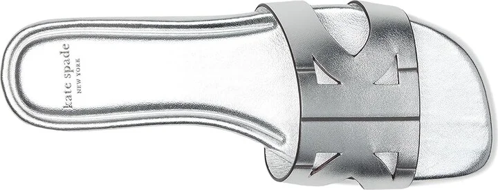 Kate Spade New York Duo Slide Sandal Women's Wedge Shoes Silver : 8.5 M, Leather/Rubber - Image 2