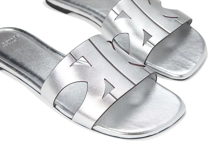 Kate Spade New York Duo Slide Sandal Women's Wedge Shoes Silver : 8.5 M, Leather/Rubber - Image 7