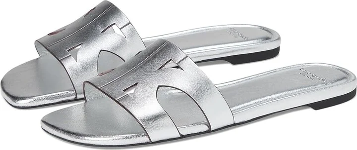 Kate Spade New York Duo Slide Sandal Women's Wedge Shoes Silver : 8.5 M, Leather/Rubber