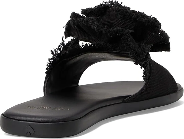 Kate Spade New York Flourish Canvas Flat Sandals Women's Wedge Shoes Black : 9.5 B - Medium, Textile - Image 4