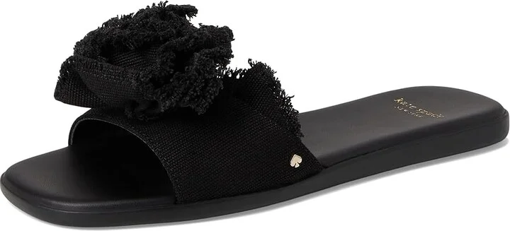 Kate Spade New York Flourish Canvas Flat Sandals Women's Wedge Shoes Black : 9.5 B - Medium, Textile - Image 5