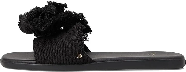 Kate Spade New York Flourish Canvas Flat Sandals Women's Wedge Shoes Black : 9.5 B - Medium, Textile - Image 6