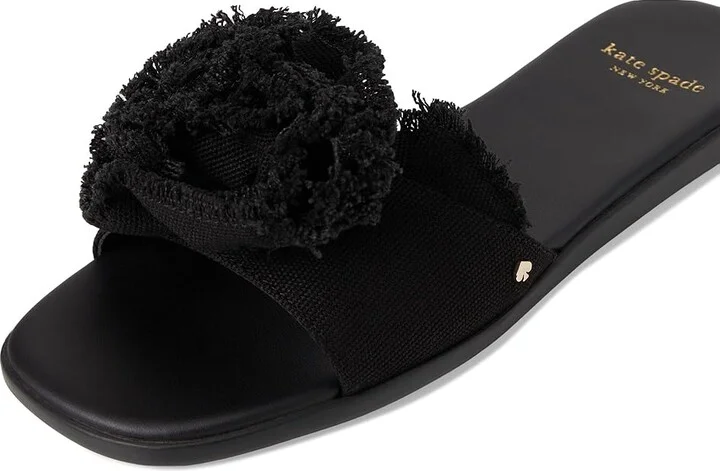 Kate Spade New York Flourish Canvas Flat Sandals Women's Wedge Shoes Black : 9.5 B - Medium, Textile - Image 7