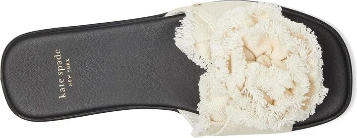 Kate Spade New York Flourish Canvas Flat Sandals Women's Wedge Shoes Cream/Black : 9.5 B - Medium, Textile - Image 2