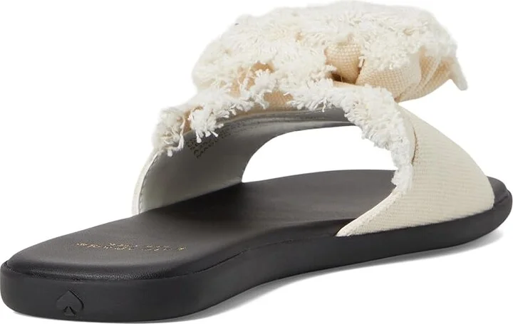 Kate Spade New York Flourish Canvas Flat Sandals Women's Wedge Shoes Cream/Black : 9.5 B - Medium, Textile - Image 4
